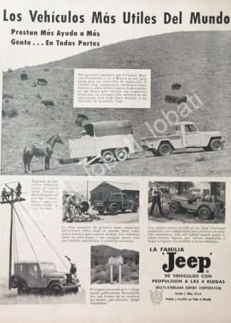 CARTEL ANTIGUO ORIGINAL DE MINI CARTEL AUTOS WILLYS JEEP 1953 / 706