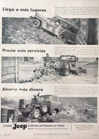 CARTEL ANTIGUO ORIGINAL DE MINI CARTEL AUTOS JEEP 1957 / 705