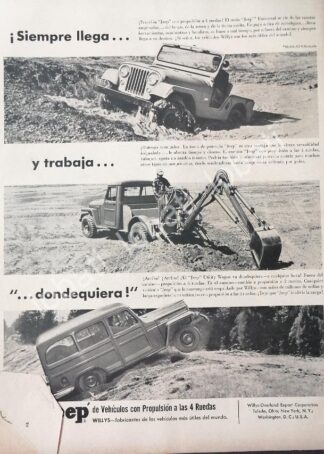 CARTEL ANTIGUO ORIGINAL DE MINI CARTEL AUTOS JEEP 1957 / 704