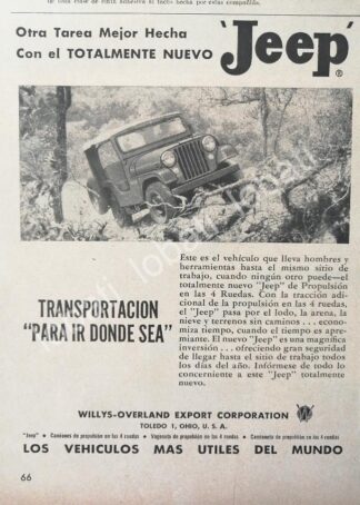 CARTEL ANTIGUO ORIGINAL DE MINI CARTEL AUTOS JEEP 1959 / 703