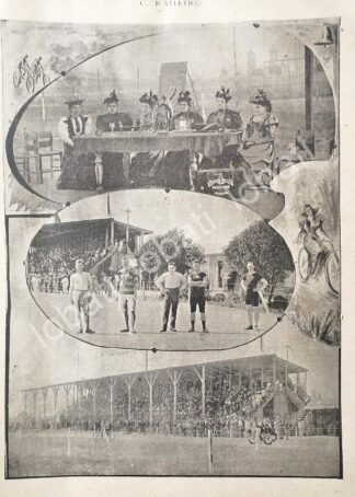 GRABADO ANTIGUO 1894 CARRERAS EN EL VELODROMO DE PUEBLA