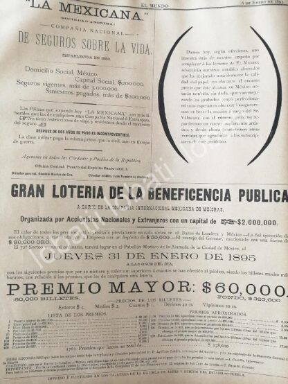 CARTEL ANTIGUO ORIGINAL DE APARADOR DE LA TIENDA EL PUERTO DE VERACRUZ 1895 /686 Y MAS - Image 2