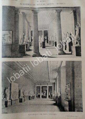 GRABADO ANTIGUO 1895 GALERIAS DE LA ACADEMIA DE SAN CARLOS