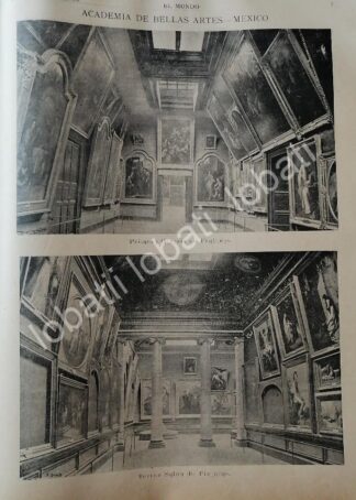 CARTEL ANTIGUO ORIGINAL DE NOTA Y GRABADO ANTIGUO 1895 GALERIAS EN LA ACADEMIA DE SAN CARLOS
