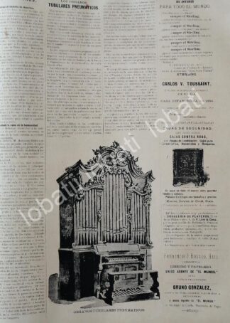 CARTEL ANTIGUO ORIGINAL DE ORGANOS TUBULARES WALKER & CIA CASA WAGNER Y LEVIEN 1895 Y LOTERIA NACIONAL. /14