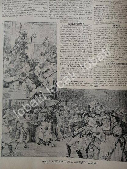 CARTEL ANTIGUO ORIGINAL DE NOTA Y GRABADO ANTIGUO 1895 EL CARNAVAL DE NEW ORLEANS - Image 3