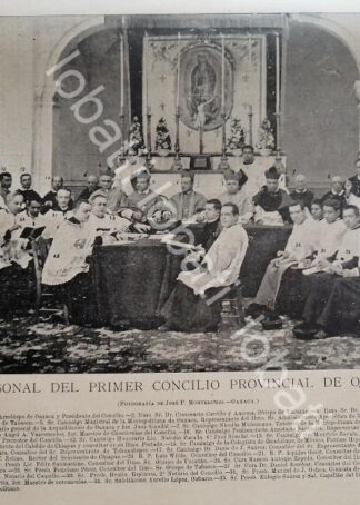 GRABADO ANTIGUO 1895 SINODO PROVINCIAL OAXACA, CAPILLA DEL CARMEN ALTO -RLG