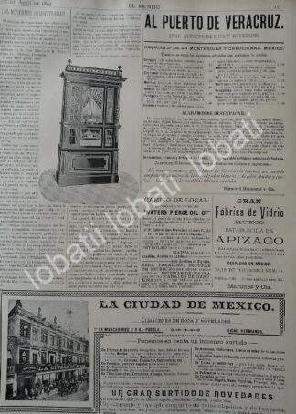 CARTEL ANTIGUO ORIGINAL DE ORQUESTRION WALTE 1895 DE CASA WAGNER LEVIEN - LOTERIA NACIONAL Y MAS