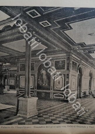 GRABADO ANTIGUO 1895 SALON DEL PALACIO DE CHAPULTEPEC /LDM