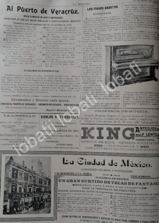 CARTEL ANTIGUO ORIGINAL DE PIANOS ROSENKRANZ DE CASA WAGNER Y LEVIEN 1895 & MAS PUBLICIDADES