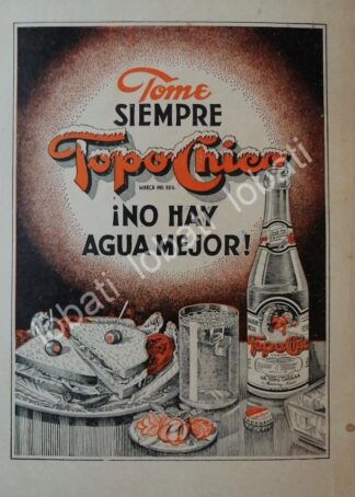 CARTEL ANTIGUO ORIGINAL DE REFRESCOS AGUA MINERAL TOPO CHICO 1943 /216