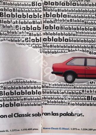CARTEL ANTIGUO ORIGINAL DE AUTOS VOLKSWAGEN CLASSIC 1986 /912