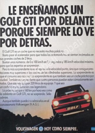 CARTEL ANTIGUO ORIGINAL DE AUTOS VOLKSWAGEN GOLF (CARIBE) GTI 1981 /909 VW