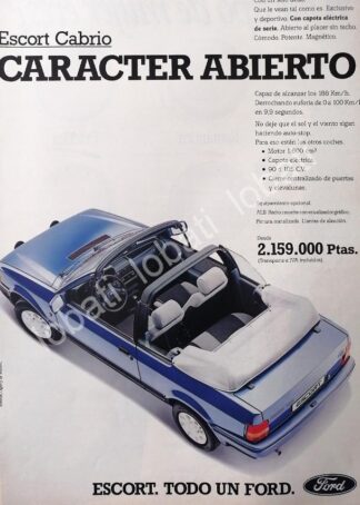 CARTEL ANTIGUO ORIGINAL DE AUTOS FORD ESCORT CABRIO 1996 /902