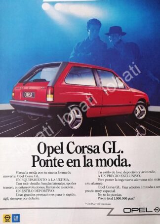 CARTEL ANTIGUO ORIGINAL DE AUTOS CHEVROLET OPEL CORSA GL 1986 /898
