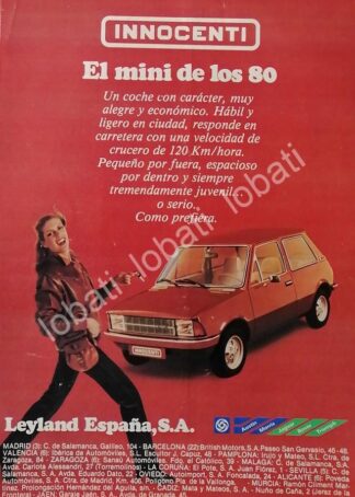 CARTEL ANTIGUO ORIGINAL DE AUTOS INNOCENTI DE TOMASO 1982 /896 MUY RARO