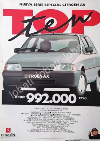 CARTEL ANTIGUO ORIGINAL DE DE AUTOS CITROEN AX DIESEL 1989 /888