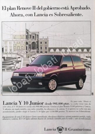 CARTEL ANTIGUO ORIGINAL DE DE AUTOS LANCIA Y-10 JUNIOR 1994 /883