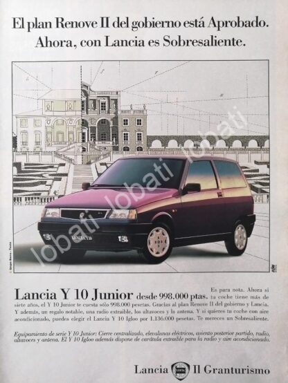 CARTEL ANTIGUO ORIGINAL DE DE AUTOS LANCIA Y-10 JUNIOR 1994 /883