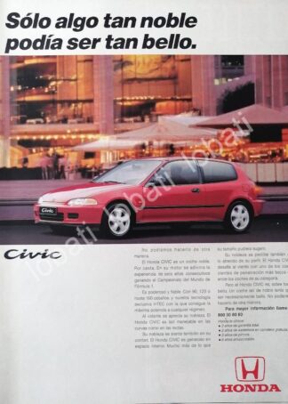 CARTEL ANTIGUO ORIGINAL DE AUTOS HONDA CIVIC 1991 / 868
