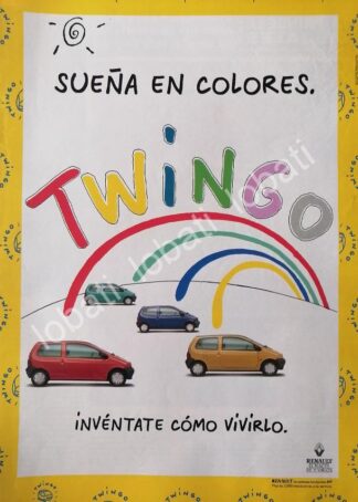 CARTEL ANTIGUO ORIGINAL DE AFICHE DE AUTOS RENAULT TWINGO 1993 / 859