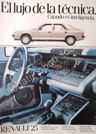 CARTEL ANTIGUO ORIGINAL DE AFICHE DE AUTOS RENAULT 25 1986 / 857