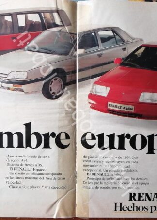 CARTEL ANTIGUO ORIGINAL DE AFICHE DE AUTOS RENAULT 25, ALPINO , ESPACE 1992 / 855