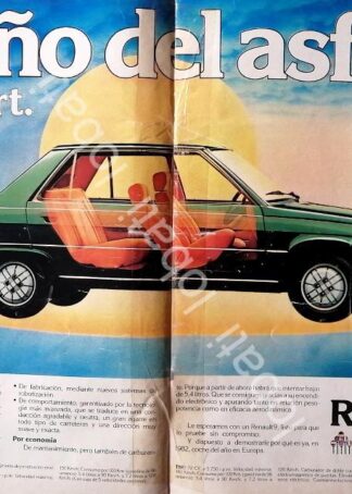 CARTEL ANTIGUO ORIGINAL DE AFICHE DE AUTOS RENAULT 1982 / 854
