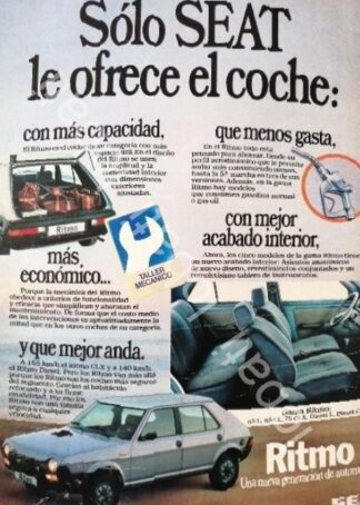 CARTEL ANTIGUO ORIGINAL DE AUTOS SEAT RITMO CLX 1981 / 847
