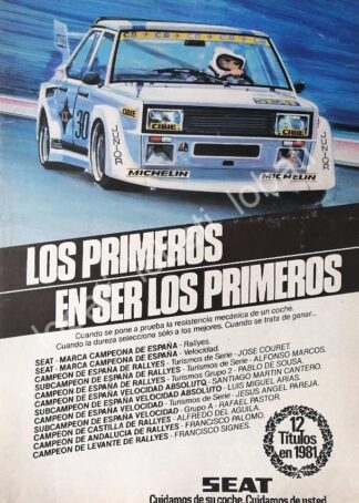 CARTEL ANTIGUO ORIGINAL DE AUTOS SEAT 1981 LOGRA 12 TITULOS / 846