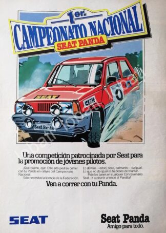 CARTEL ANTIGUO ORIGINAL DE AUTOS. 1ER CAMPEONATO NACIONAL SEAT PANDA 1981/ 841 RARO