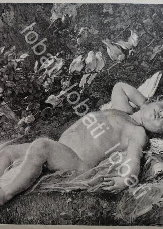 GRABADO ANTIGUO 1898 UN BEBE ( AMOR SILVESTRE ) C. PERRAULT / ARTE