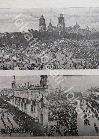 GRABADO ANTIGUO 1898 DESFILE MILITAR PLAZA DE LA CONSTITUCION / MLT