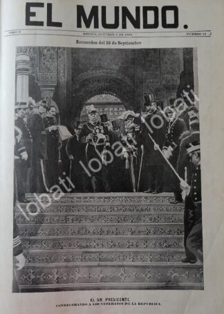 PORTADA ANTIGUA ORIGINAL  1898 PORFIRIO DIAZ CONDECORA OFICIALES. DIBUJO DE CARLOS ALCALDE / MLT /PLT