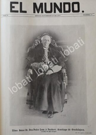 PORTADA ANTIGUA ORIGINAL  1898 MUERE EL ARZOBISPO PEDRO LOZA PARDAVE / RLG