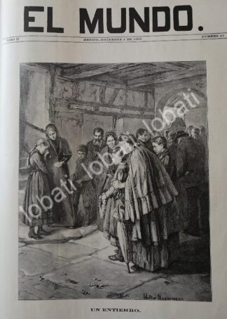 PORTADA ANTIGUA ORIGINAL  1898 UN ENTIERRO, POR: WALTER HANNEMAN / ARTE