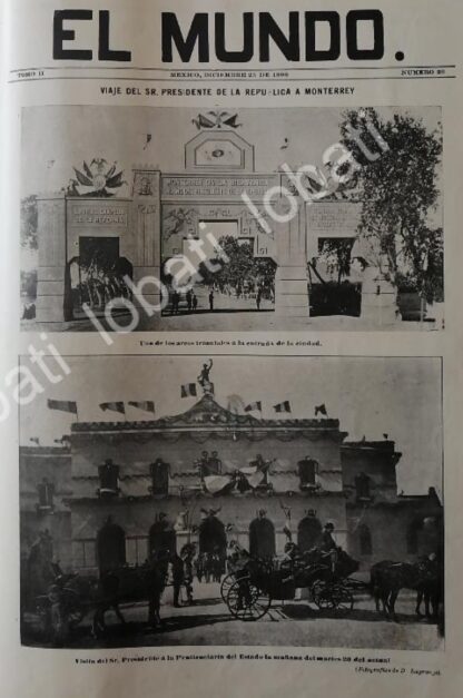 PORTADA ANTIGUA ORIGINAL  1898 PORFIRIO DIAZ EN MONTERREY / LDM - Image 2
