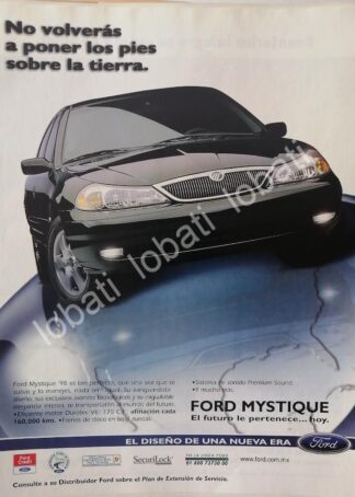 CARTEL ANTIGUO ORIGINAL DE AUTOS FORD MYSTIQUE 1998 /1003