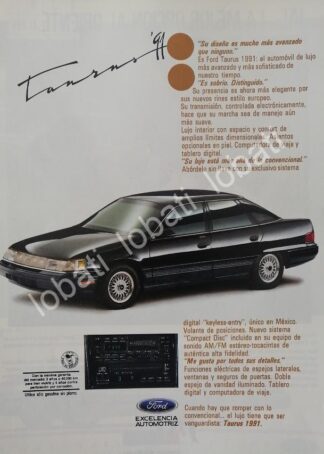 CARTEL ANTIGUO ORIGINAL DE AUTOS FORD TAURUS 1991 /1002