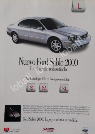 CARTEL ANTIGUO ORIGINAL DE AUTOS FORD SABLE 2000 /1000