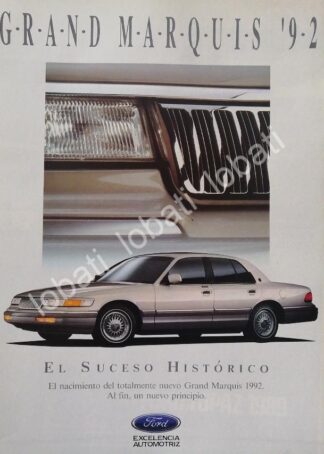 CARTEL ANTIGUO ORIGINAL DE AUTOS FORD GRAND MARQUIS 1992 /N997