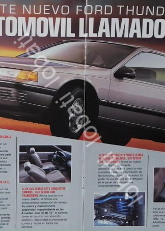 CARTEL ANTIGUO ORIGINAL DE AUTOS FORD THUNDERBIRD 1989 /N994