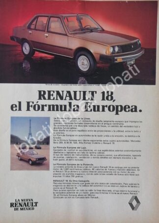 CARTEL ANTIGUO ORIGINAL DE AUTOS RENAULT 18 1981 /992