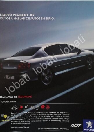 CARTEL ANTIGUO ORIGINAL DE AUTOS PEUGEOT 407 2005 /986