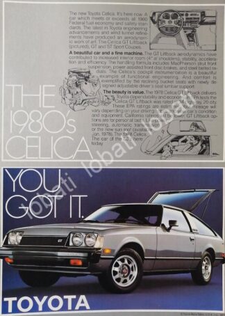 CARTEL ANTIGUO ORIGINAL DE AUTOS TOYOTA CELICA GT 1980 /980 RARO