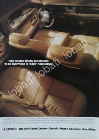 CARTEL ANTIGUO ORIGINAL DE AUTOS LINCOLN TOWN CAR 1999 /979