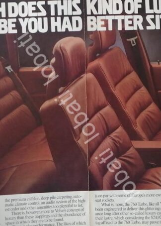 CARTEL ANTIGUO ORIGINAL DE AUTOS VOLVO 760 TURBO 1985 /977 MUY RARO