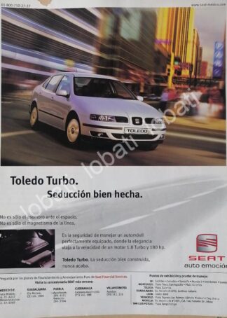 CARTEL ANTIGUO ORIGINAL DE AUTOS SEAT TOLEDO TURBO 1999 /976