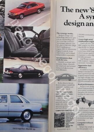 CARTEL ANTIGUO ORIGINAL DE AUTOS FORD TEMPO 1984 (TOPAZ) PRIMERA GENERACION /971