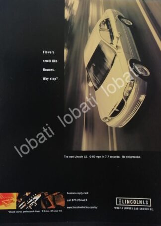 CARTEL ANTIGUO ORIGINAL DE AUTOS LINCOLN LS 1999 /967